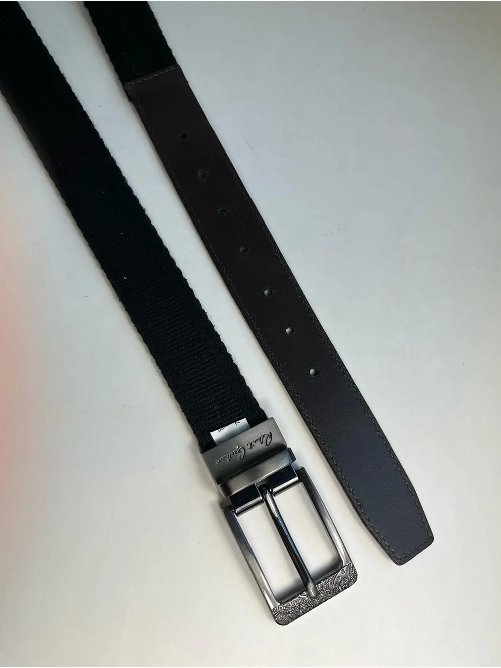 Robert Graham Mayflower Reversible Belt 50 (48-54) Brown Leather/Black Webbing